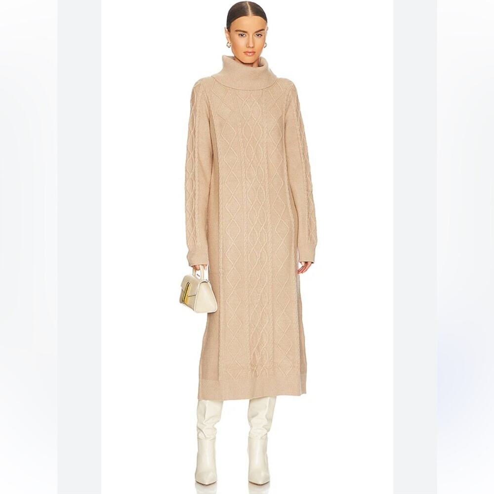 Show Me Your Mumu Montreal Midi Sweater Dress Womens Large Camel Cable Knit